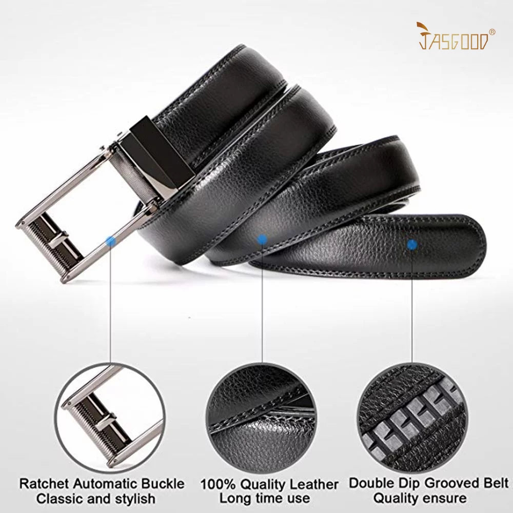 Men'S Ratchet Belts Leather Click Belt for Men 2 Pack