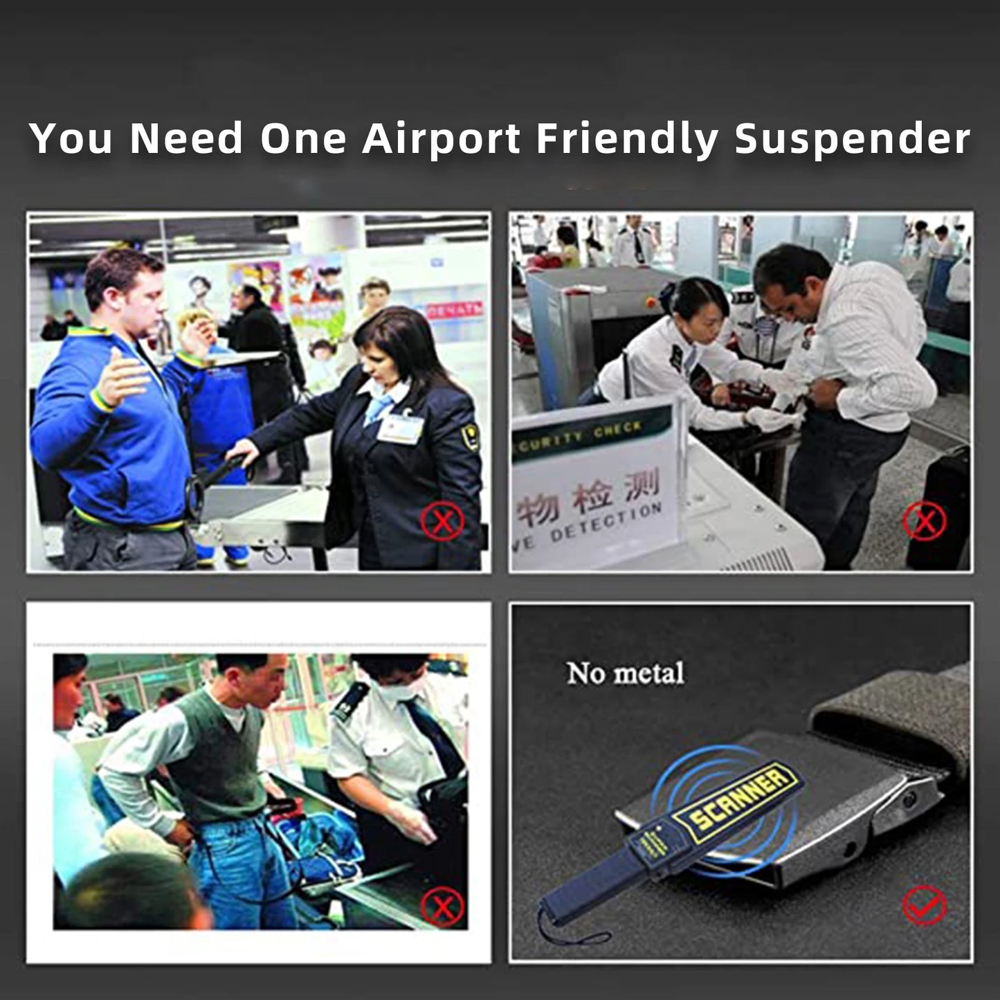 Melo Tough Y Back Suspenders Airport Friendly Suspenders, No Buzz with Plastic Clip 1.5 Inch Fully Elastic Braces