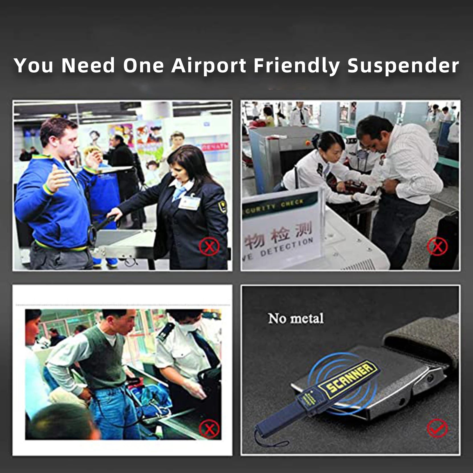 Melo Tough Y Back Suspenders Airport Friendly Suspenders, No Buzz with Plastic Clip 1.5 Inch Fully Elastic Braces