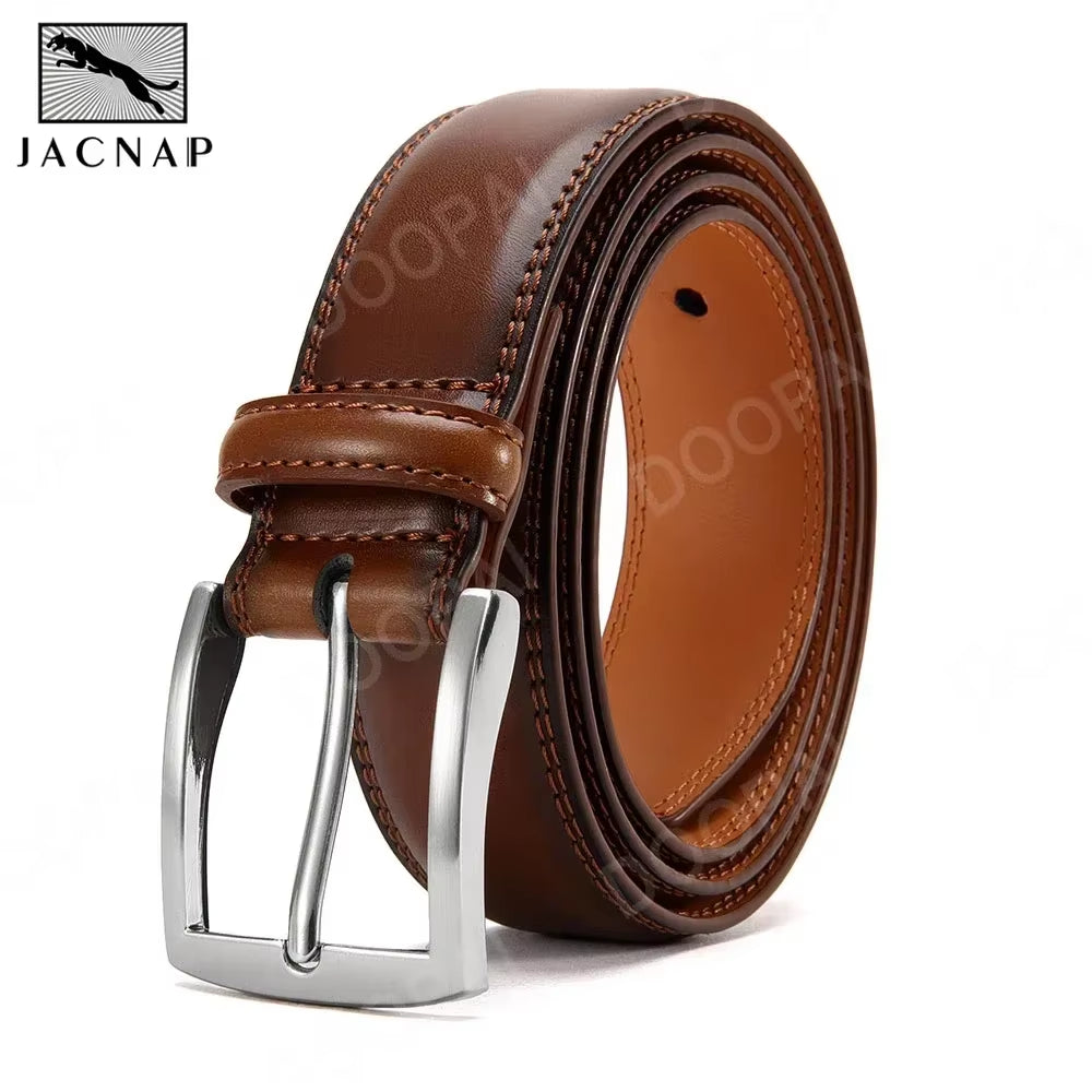 Men Belts High Quality Leather LONG Large Pin Buckle Metal Automatic Buckle Male Belts Strap Male