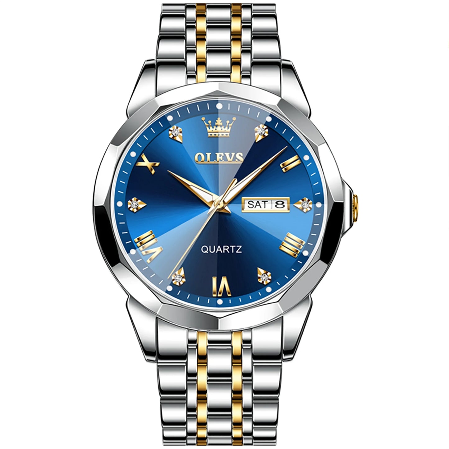 Watches for Men Business Dress Analog Quartz Two Tone Gold Plated Stainless Steel Classic Waterproof Luminous Date Casual Mens Wrist Watches Reloj Para Hombre