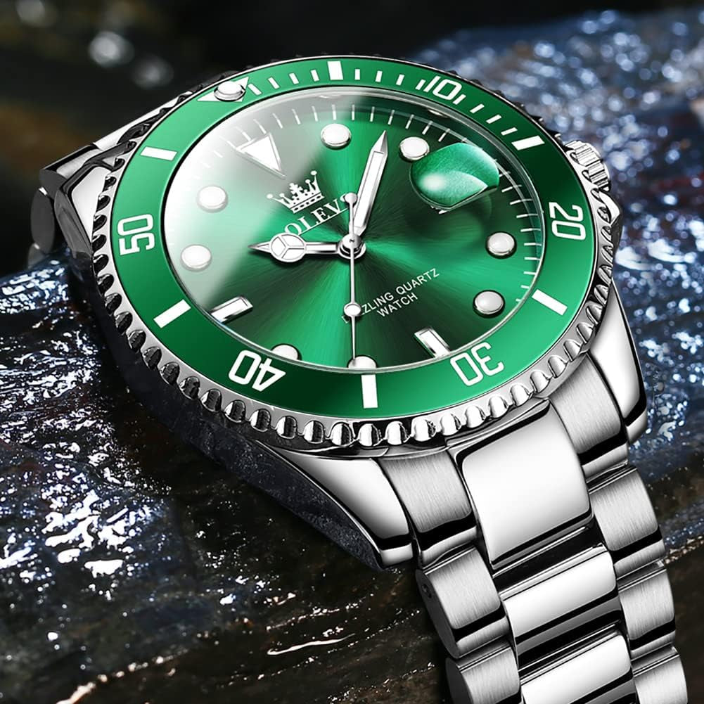Luxury Watches for Men Big Face Stainless Steel Business Dress Analog Quartz Watch with Day Waterproof Luminous Mens Wrist Watch