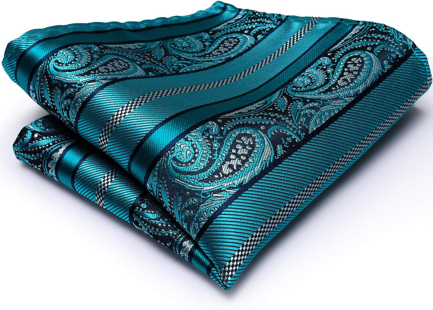 Men Ties Sets Silk Stripe Paisley Necktie Pocket Square Cufflinks for Business Wedding