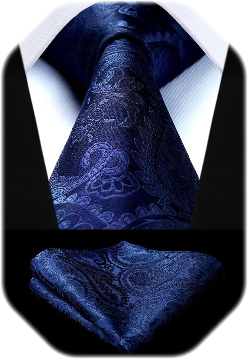 Paisley Ties for Men Solid Tie Handkerchief Floral Men'S Necktie & Pocket Square Set Wedding Classic Mens Ties